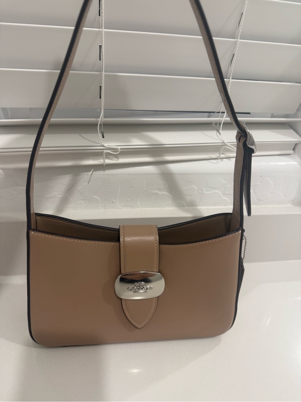 Coach Eliza Shoulder Bag in Tan and Silver Hardware - Picture 3 of 10